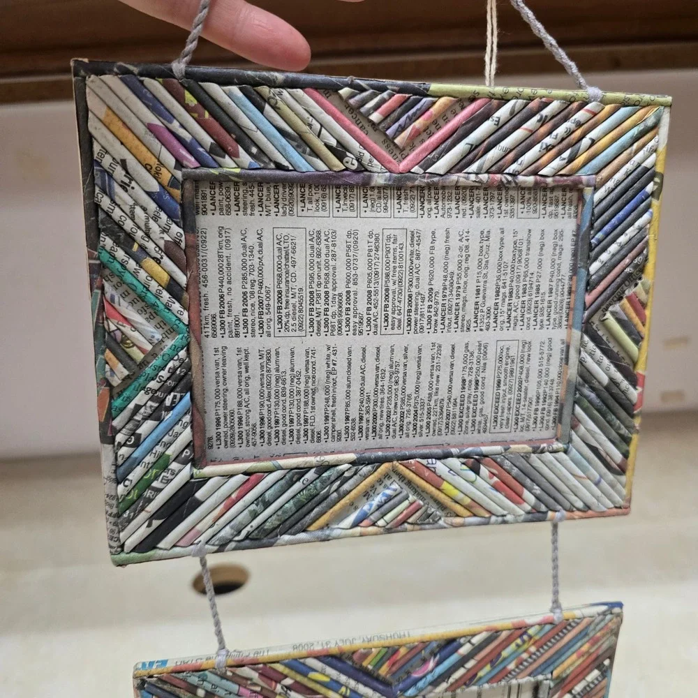 Ten Thousand Villages Recycled Newspaper Triple Hanging Picture Frame Fair Trade